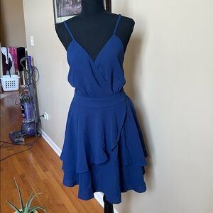 Elegant Blue Spaghetti Strap Dress